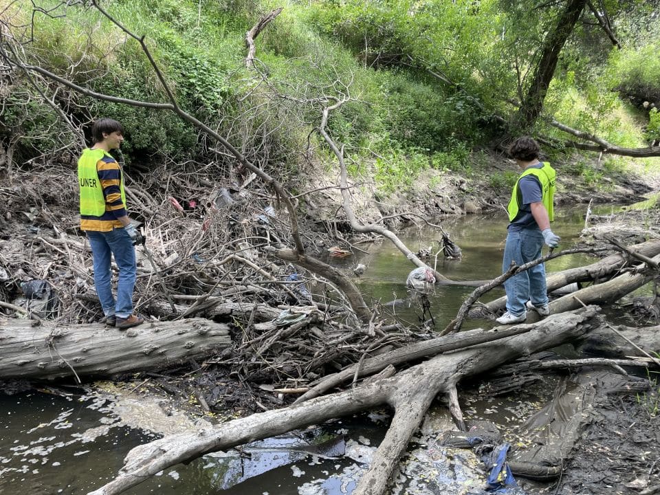 volunteers in creek